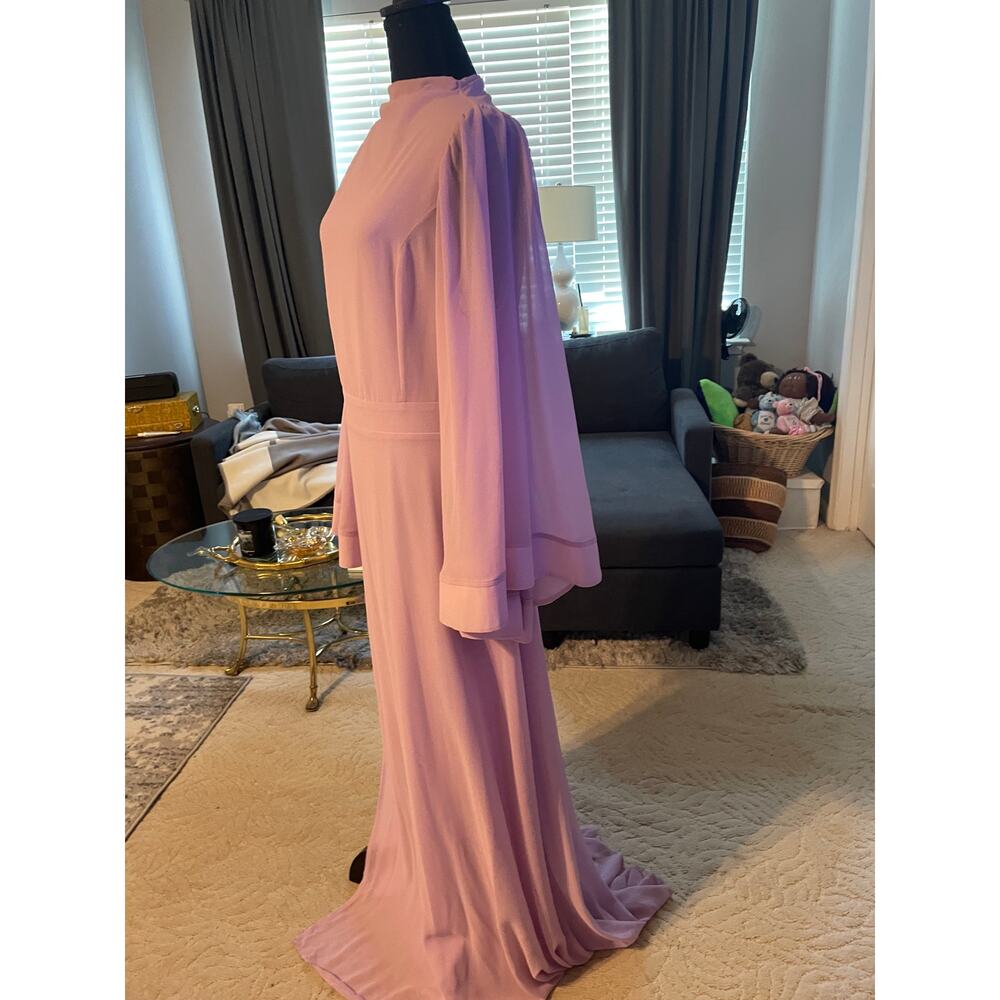 Cololura Lavender Chiffon Gown Size Large Bell Sleeve Split Formal Mother Bride - Picture 4 of 5